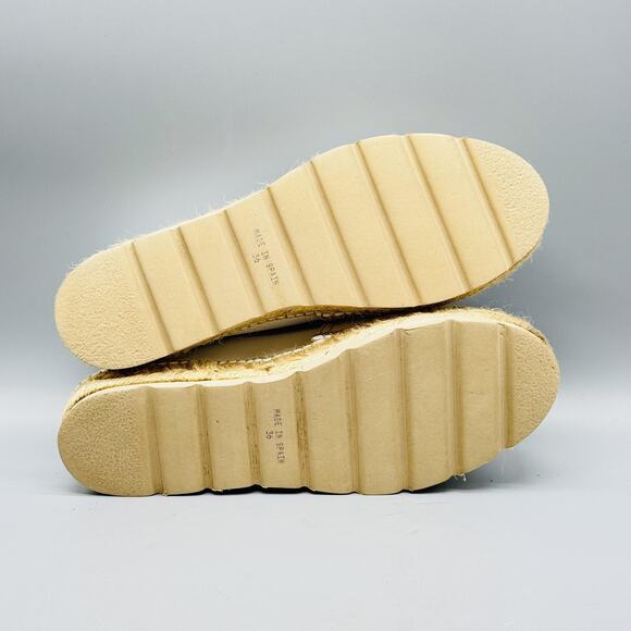 Toni Pons Shoes Womens 6 White Leather Slip On Espadrille Jute Platform Flats - Picture 8 of 11